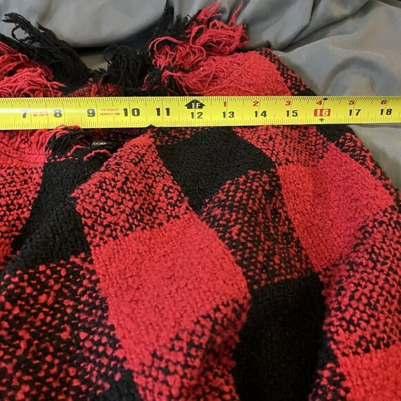 Chelsea And Theodore Women’s Sleeveless Cardigan Sweater Red And Black Fringe - Picture 7 of 8